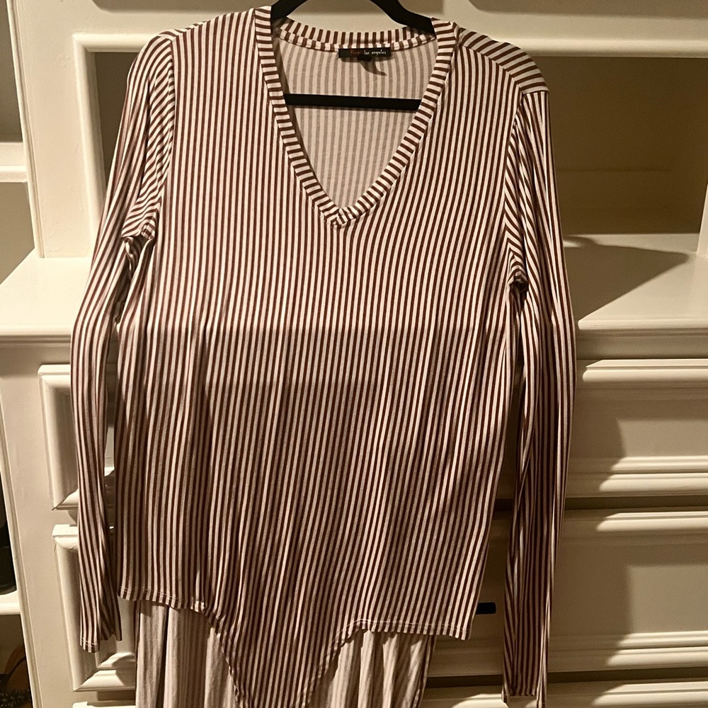 Striped V-Neck Long Sleeve Top
